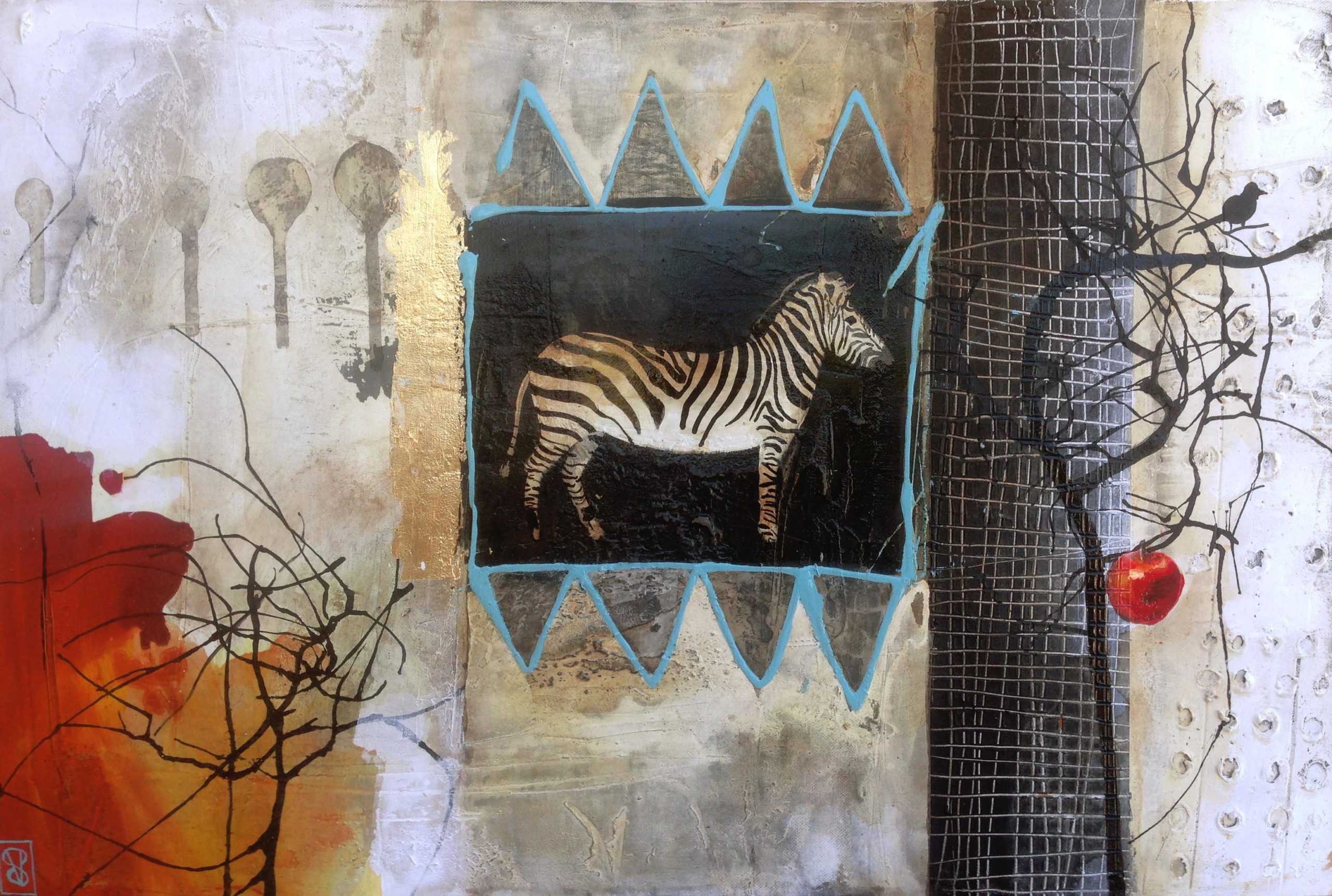 Vicky Sanders Abstract Figurative - Zebra Stamp